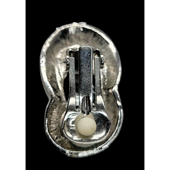 Craft Faux Onyx Clip On Earrings Cats Eye Style Highly Collectible Brand Vintage - Picture 5 of 15